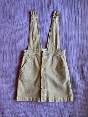 We The Free Cream Button-Front Mini Pinafore Dress